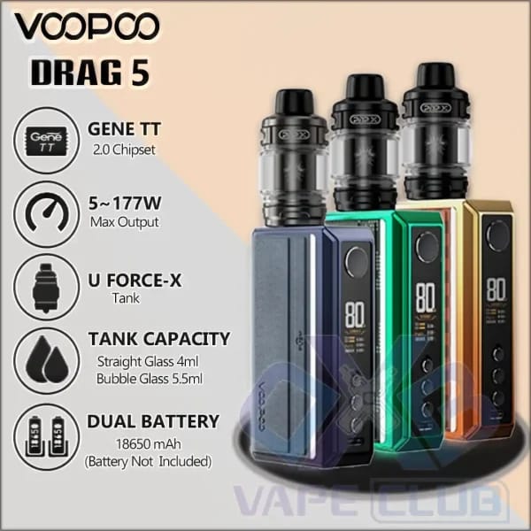 VOOPOO Drag 5 177W UNFORCE-X TANK (BUY ONE GET ONE FREE)